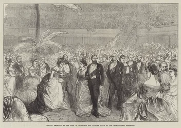 Recepción oficial por el Duque de Edimburgo y la Princesa Louise en la Exposición Internacional